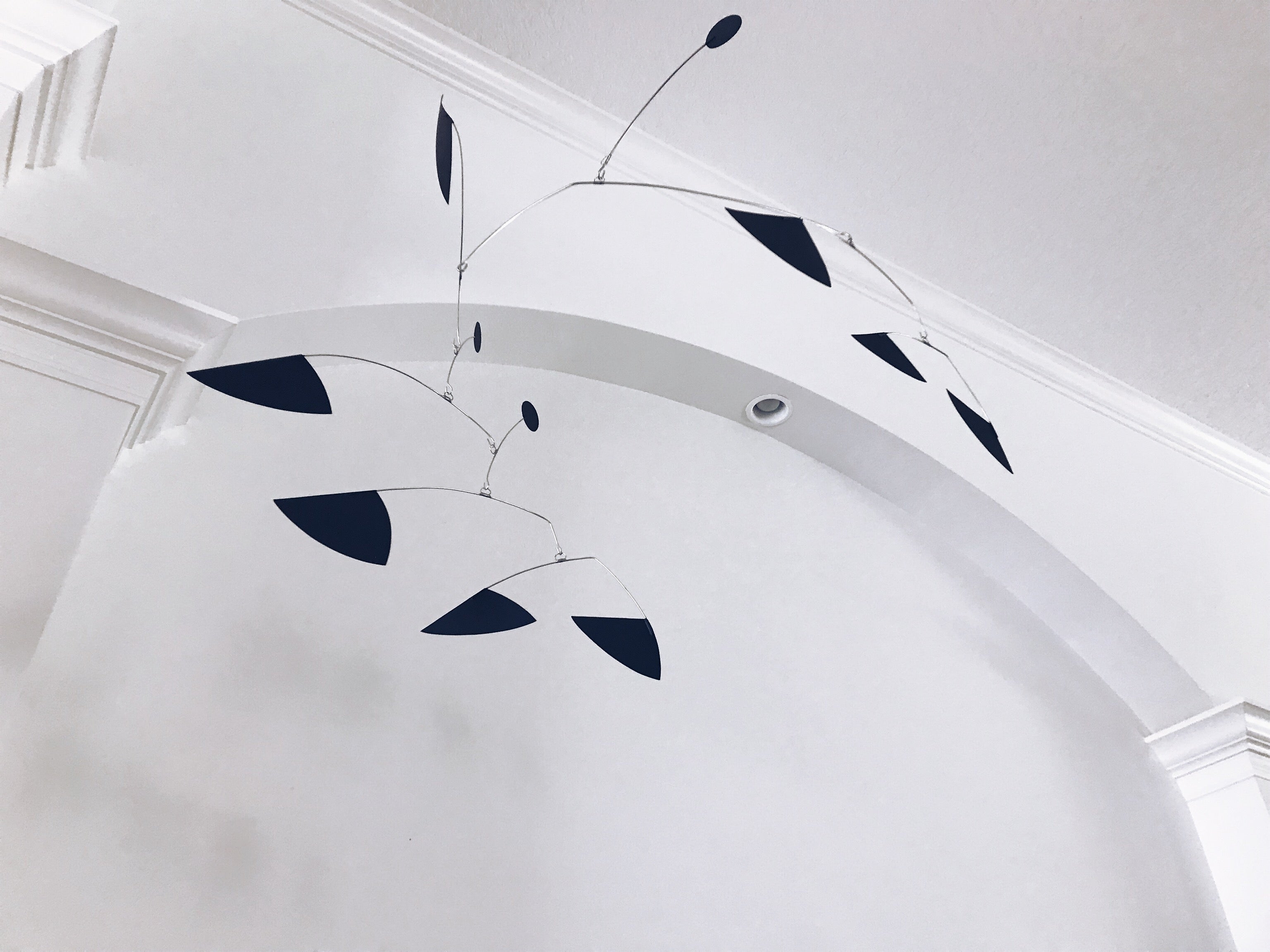 Black Triangle Mobile: Mid Century Modern Hanging Sculpture
