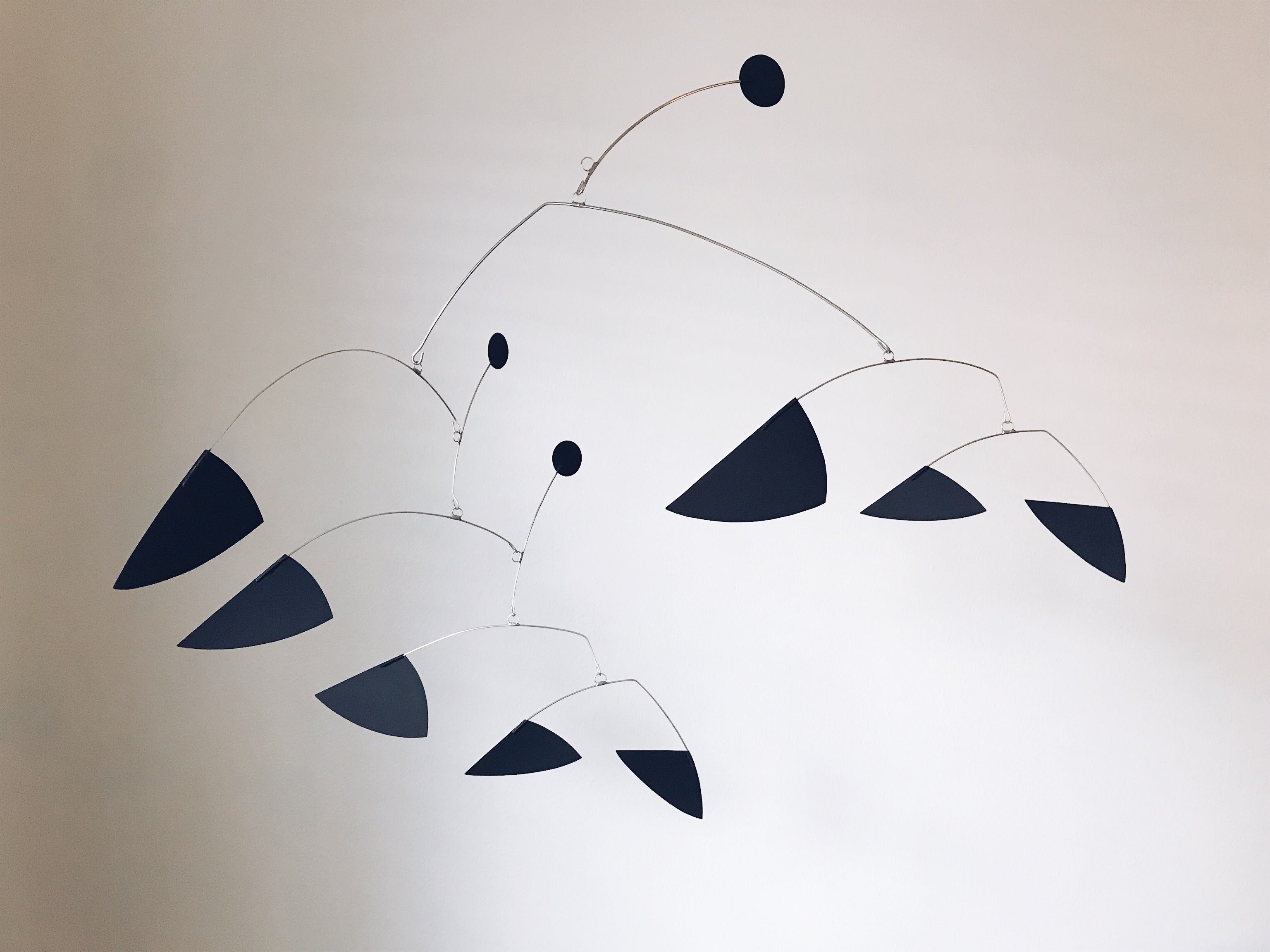 Black Triangle Mobile: Mid Century Modern Hanging Sculpture