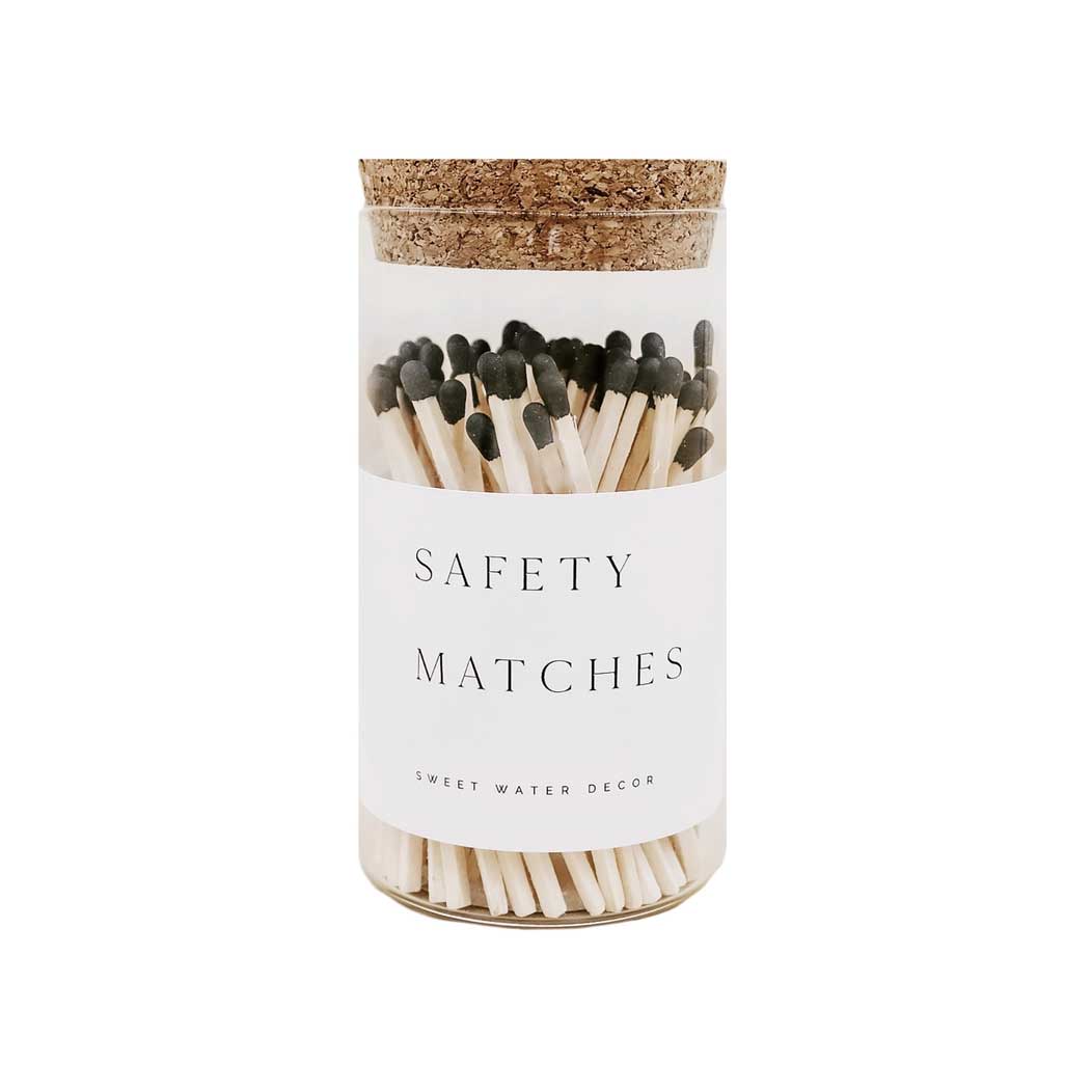 Medium Hearth Matches, Black Tip | Sweet Water Decor