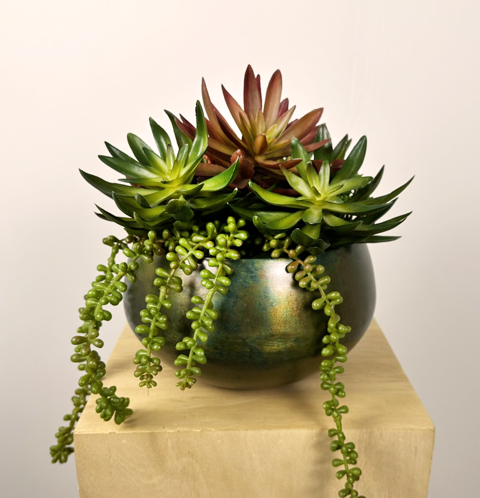 Artificial Succulents In Metal Container