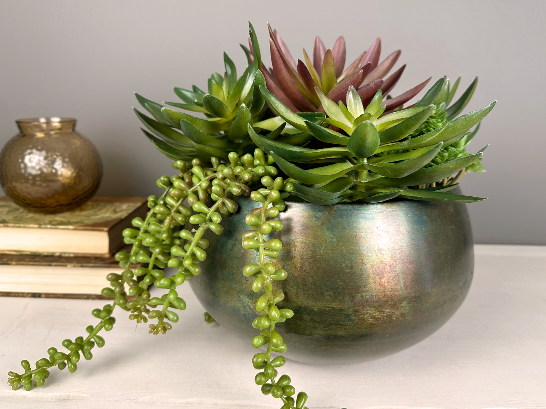 Artificial Succulents In Metal Container