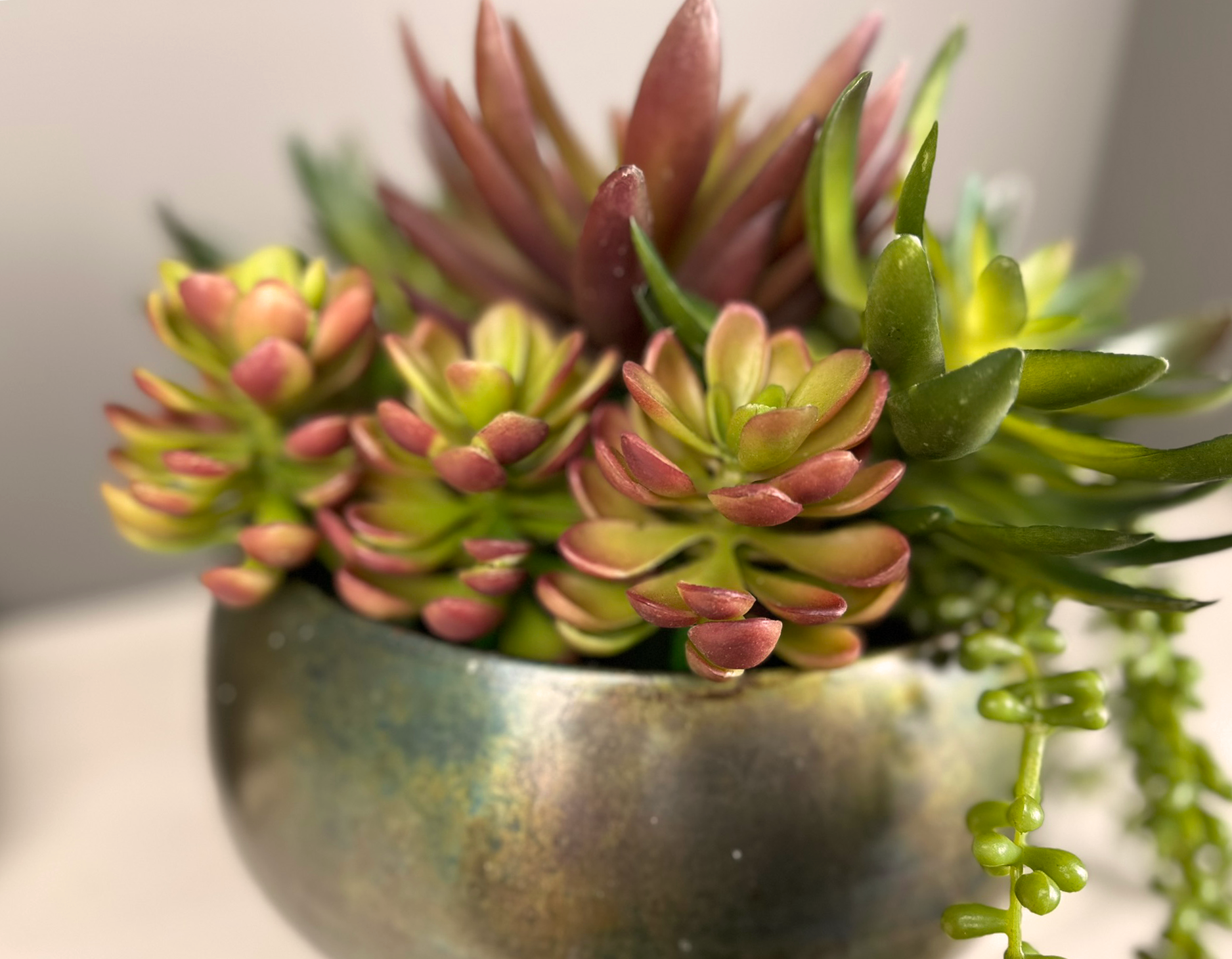 Artificial Succulents In Metal Container